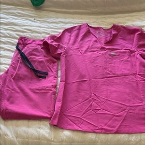 Figs Bright Pink Scrub Set